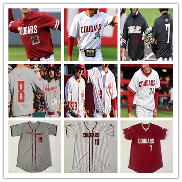 Custom Washington State Cougars WSU College Baseball Jersey Kyle Russell Caden Kaelber Grant Taylor Dakota Hawkins Jacob Morrow Sam Brown Cam Magee Jonah Advincula