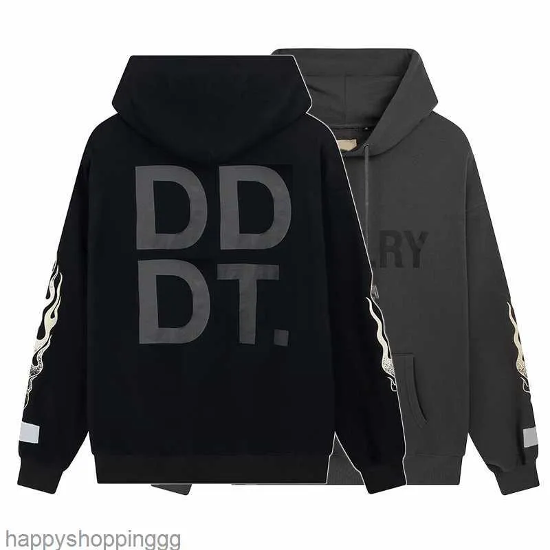 Designer Hoodie Galleryes Flame Arm Letter Dept Print Hoody Loose Casual Fashion Jumper High Street Hip Hop Streetwear Herren und Damen Langarm Sweatshirt Lulusup