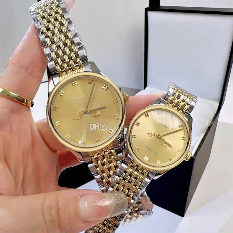 Fashion women watches 36mm 29mm unisex ladies watch quartz movement stainless steel strap gold wristwatches Bee second hand working female clock woman