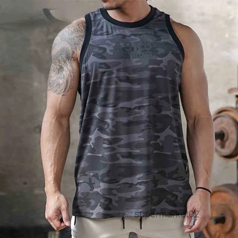 ASRVES Summer Vest Men's trendy losse grote ronde nek mesh mouwloos t-shirt snel drogen training basketbal top mode sport gym trainer t shirts