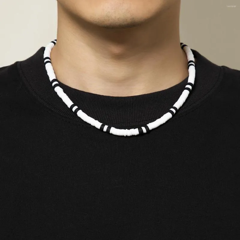 Choker Polymer Clay Short Necklace Men Fashion Simple White And Black Collar 2023 Jewelry Accessories Male Gift