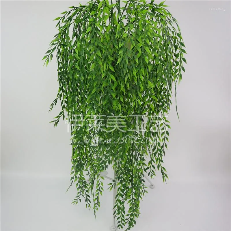 Decorative Flowers 95cm Length 5 Forks Green Willow Branch Hanging Plants Simulation Leave Vine Home Garden Landscape Decoration