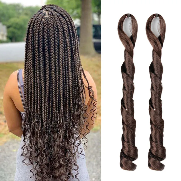 Pony Style Hair 24 Inch Kanekalon Loose Wave Spiral Curls Hair Attachment Spanish Extensions French Curl Braiding Hair