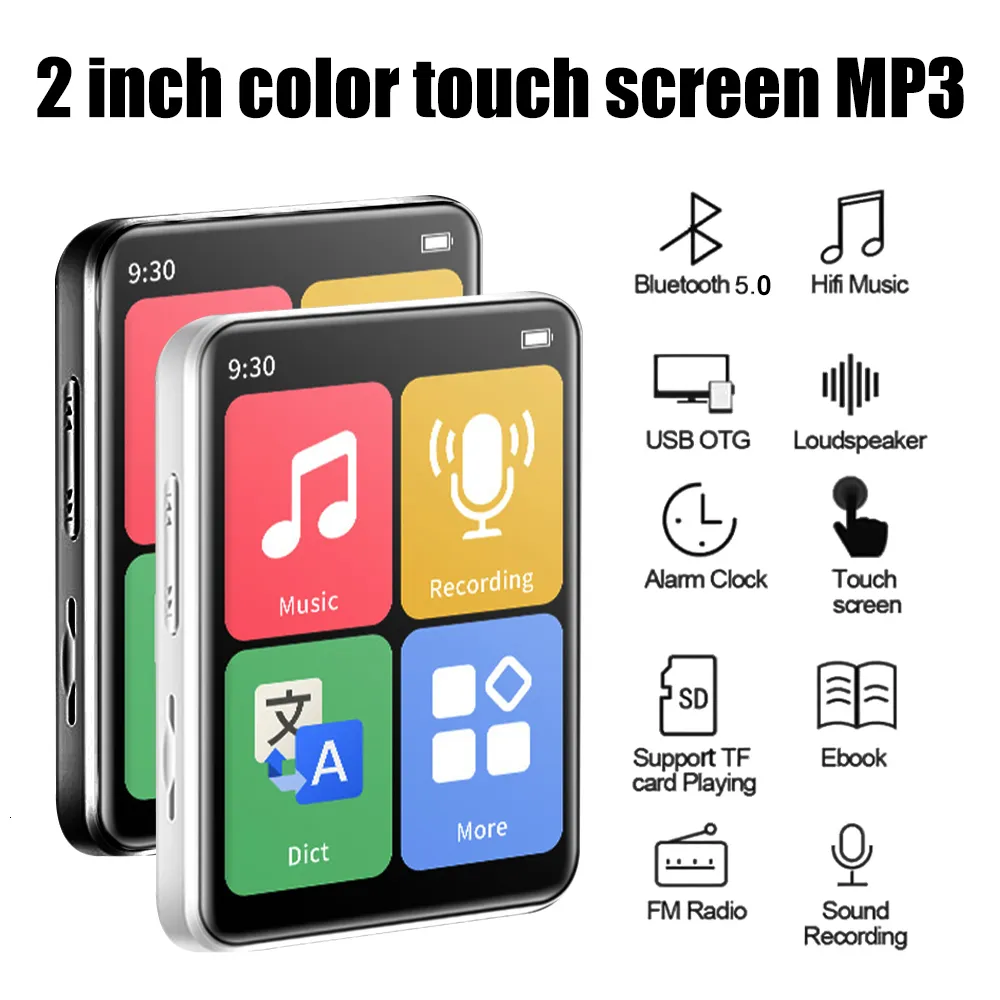 MP3 MP4 Players Mini Portable Walkman Touch Screen Bluetooth Small Music for Student Learning 230331