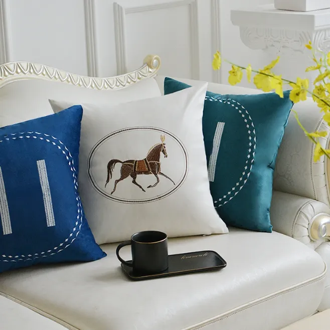 Simple Light Luxury Pillow Case Designer Model Orange Sofa Cushion Soft Leather High End Embroidered Waistcoat Cushion Cover Luxury Hotel Without Core From 14 7 DHgate