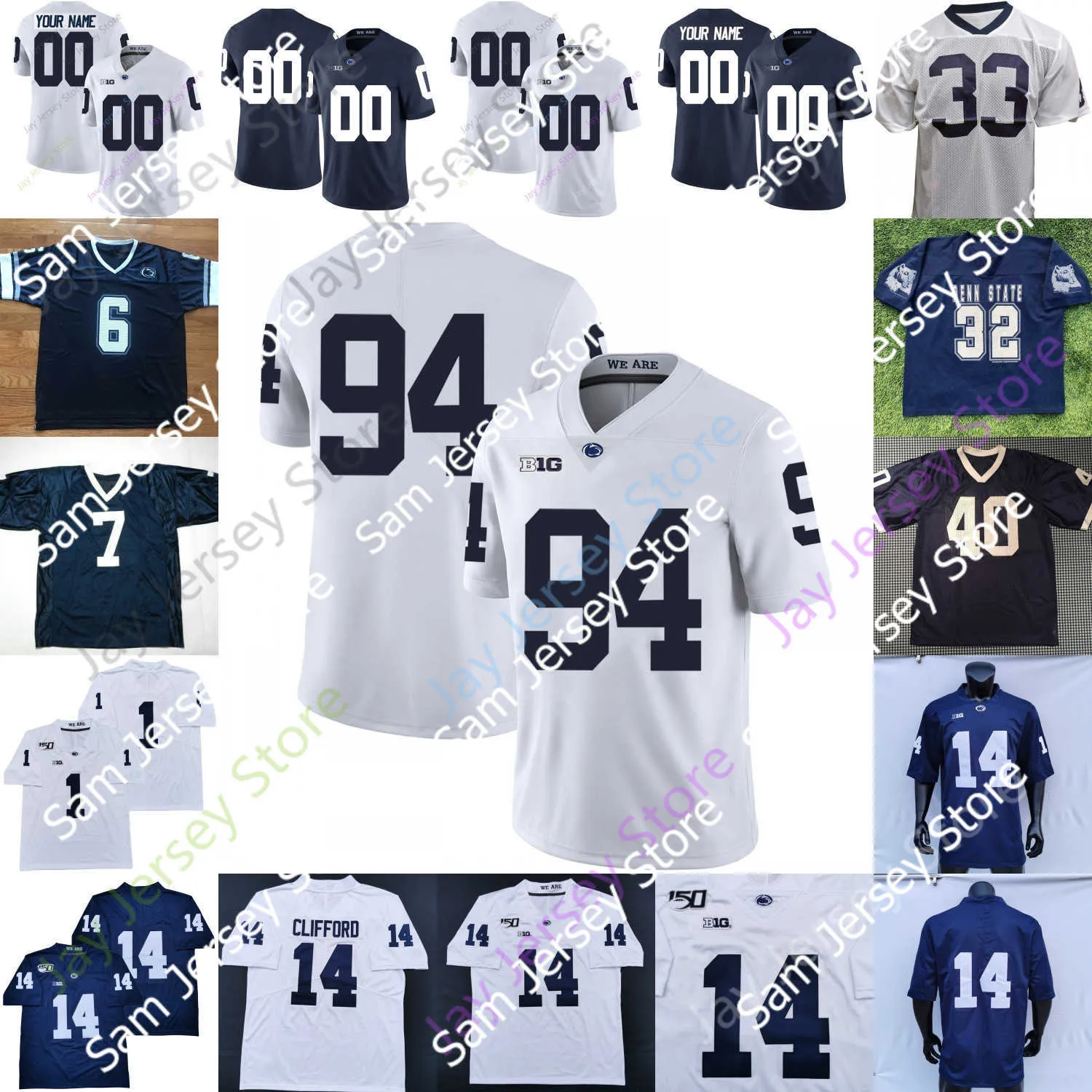 PSU Penn State Football Jersey NCAA College Jonathan Sutherland Dixon Drew Allar Marcus Allen Joe Paterno KJ Hamler Cain Freiermuth Parsons Dotson