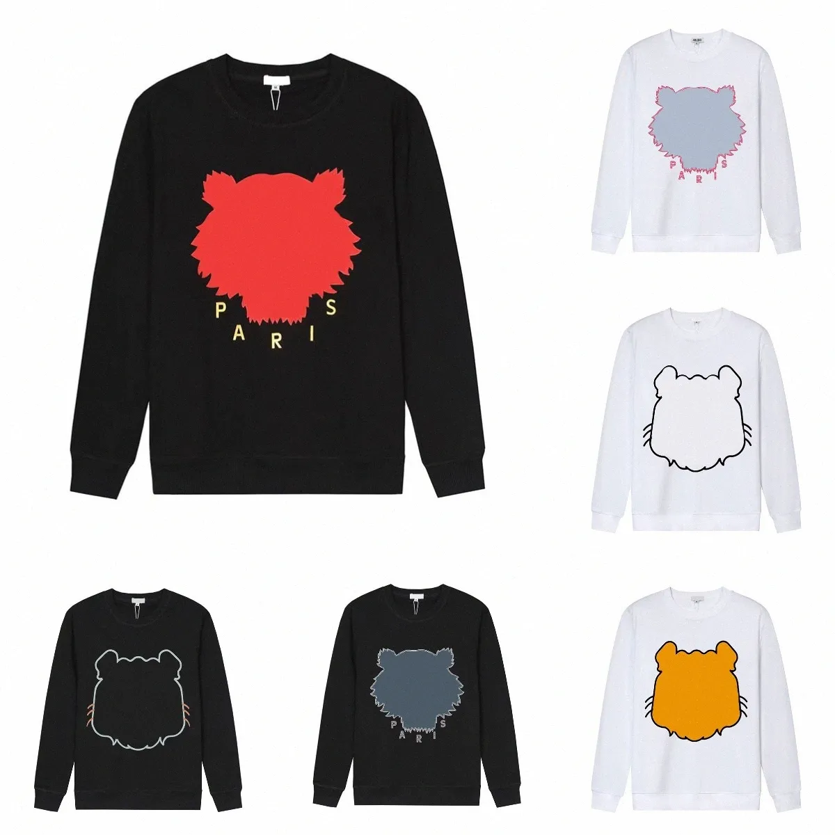 Tasarımcılar Sweatshirt Erkek Kadın Tiger Hoodie Kazak Jumper Moda Çeken Uzun Kollu Sweaters Nakışları Yüksek Sokak Hip Hop Giyim D42G#