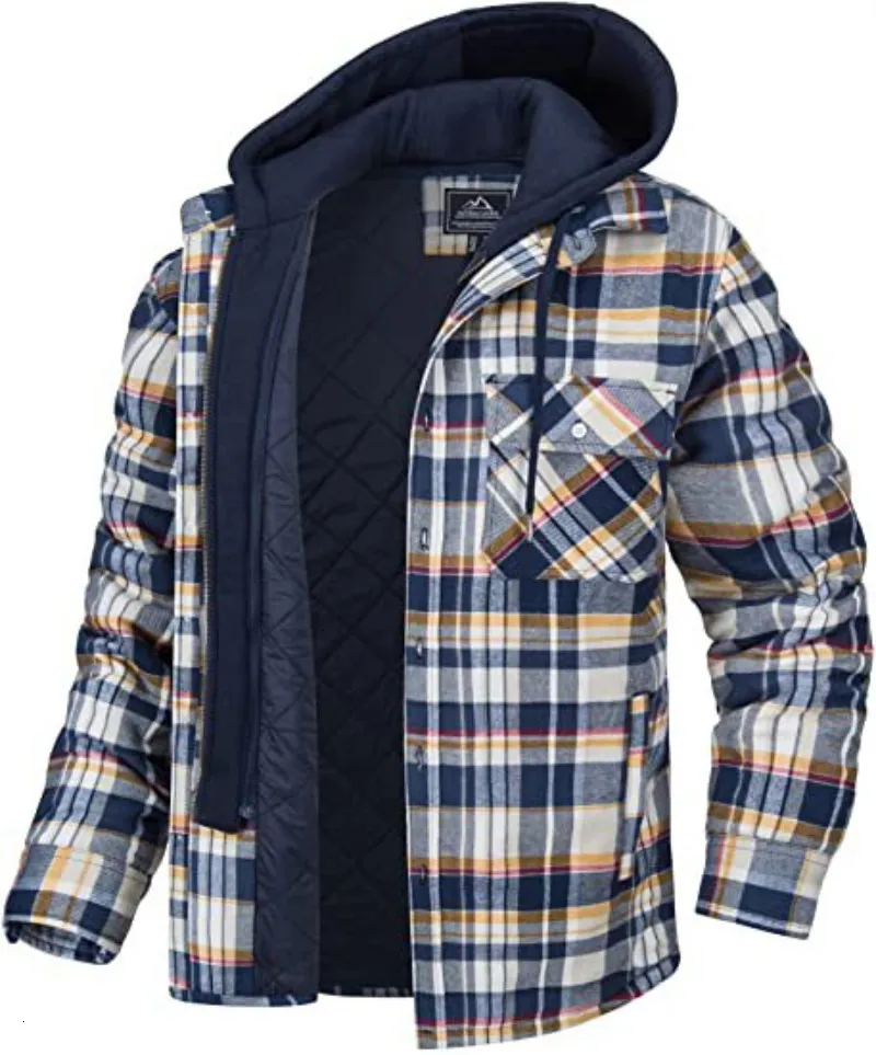 Jackets masculinos Men camisas com capuz Harajuku xadrez de inverno de inverno de manga longa lã casual básico Estilo europeu 5xl 230331