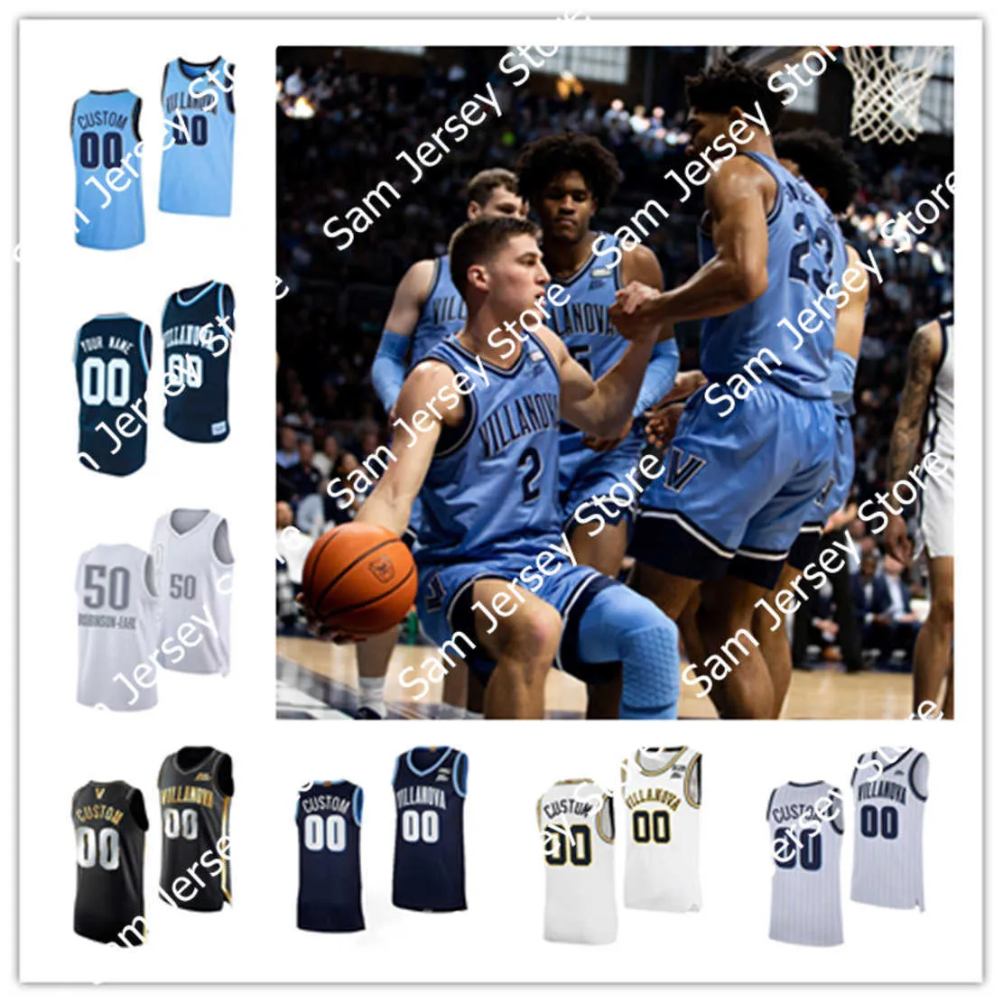 Maglia da basket cucita personalizzata Villanova Wildcats NCAA 1 Kyle Lowry 3 Josh Hart 10 Donte DiVincenzo 1 Jalen Brunson 25 Mikal Bridges 2 Kris Jenkins 1 Bryan Antoine