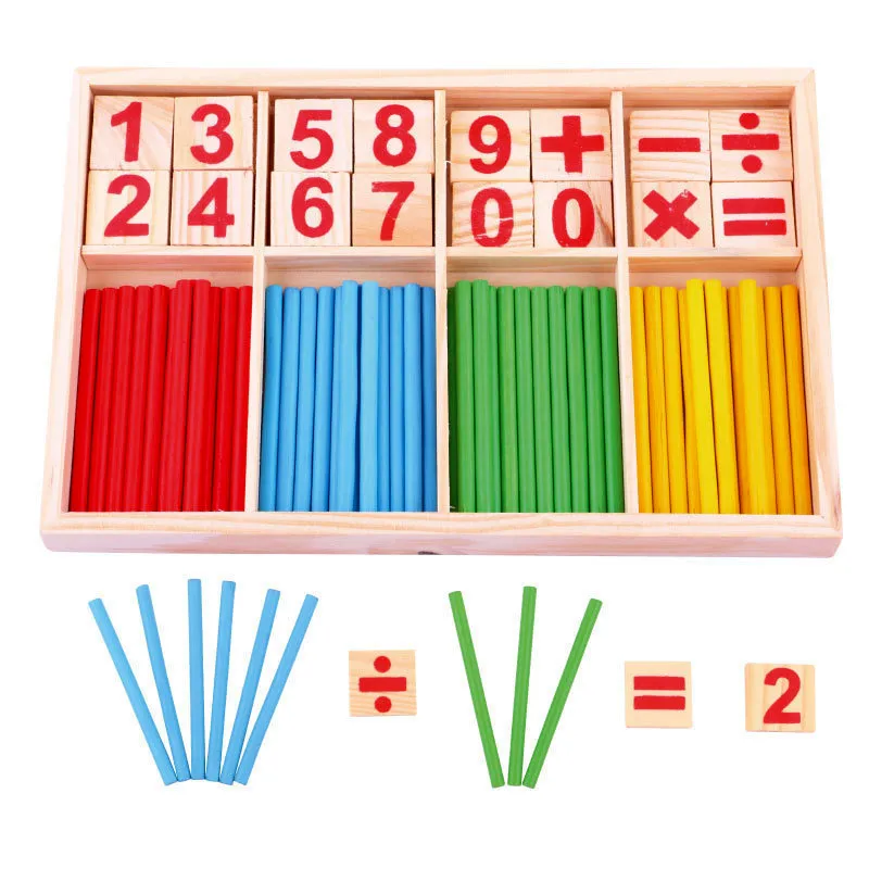 Kinder lernen Lernspielzeug Grundbildung mathematische Requisiten Holzstäbchen Blöcke Baby Früherziehung Mathematik Arithmetik Intelligenz Spielzeug