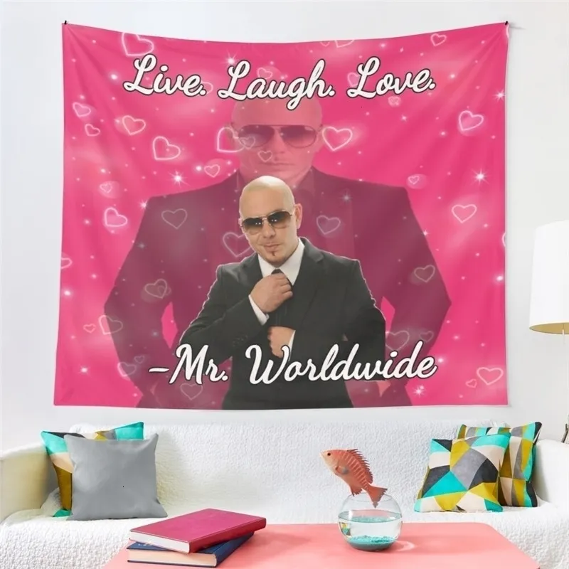 Tapestries Mr Worldwide Says To Live Laugh Love Tapestry Wall Hanging Art For Bedroom Living Room Decor College Dorm Party Backdrop 230330 From Deng10 8.97 DHgate.Com