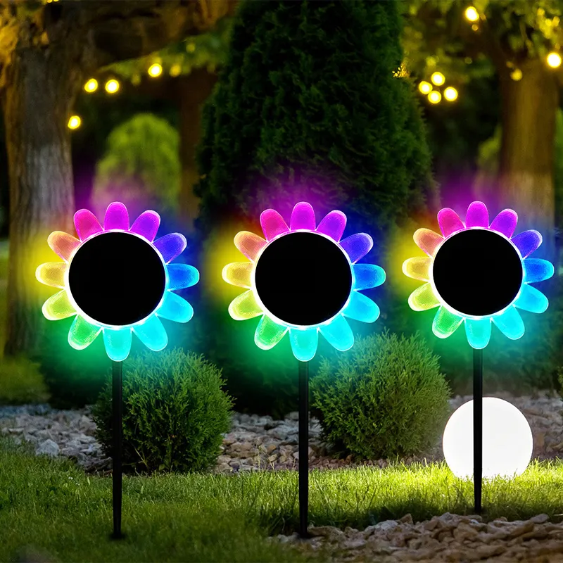 Colorful Sunflower Solar Floating Lights For Solar Garden