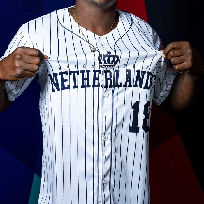 2024 Netherlands Baseball Jersey Mens White Pinstripe Bogaerts Profar Tromp Schoop Gregorius Bernadina Simmons Palacios Polyester Breathable Quick Dry From Wensbag 22.28 DHgate.Com