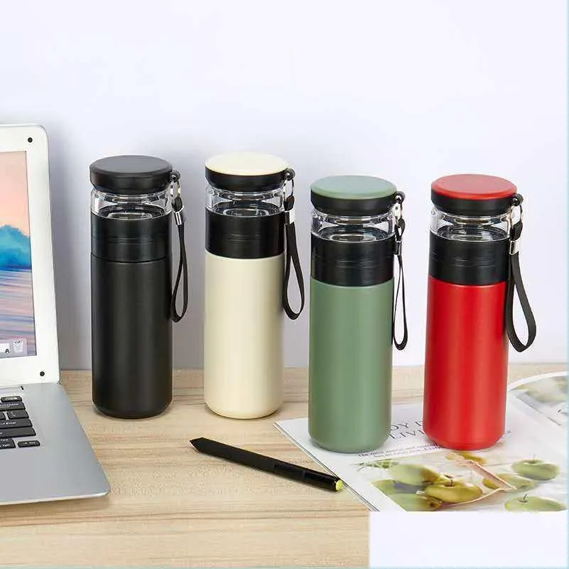 Water Bottles Stainless Steel Thermos Bottle Tea Portable With Infuser 500Ml Adt Drop Delivery Home Garden Kitchen Dining Bar Drinkwa Dh9C4