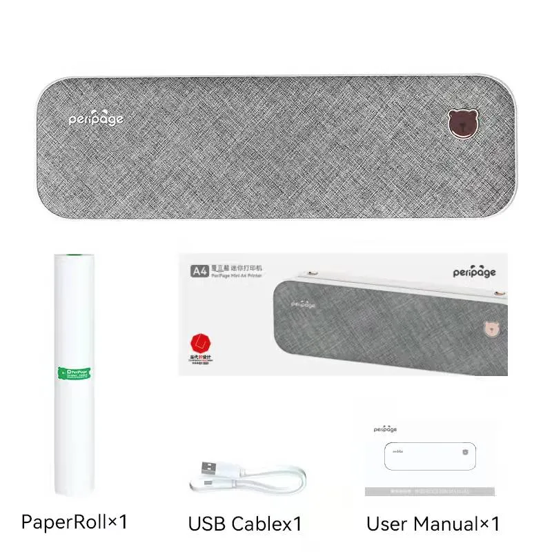 PeriPage 1pc Mini wireless portable printer protects a roll of