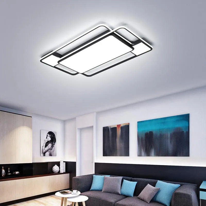 Luzes de teto Lâmpada LED LED Modern Living Room Atmosfera Creative Hall Personalidade Black Bedroom Estudo quente