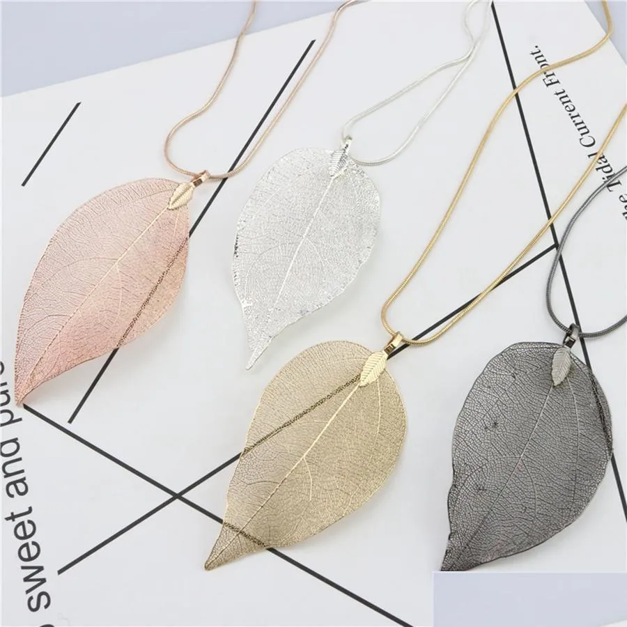 Party Favor Mode Feuille Bijoux Collier Rose Or Couleur Chaîne Véritable Charme Conception Pendentif Colliers Pour Femmes Cadeau Rra2282 Drop Deli Dhg0K