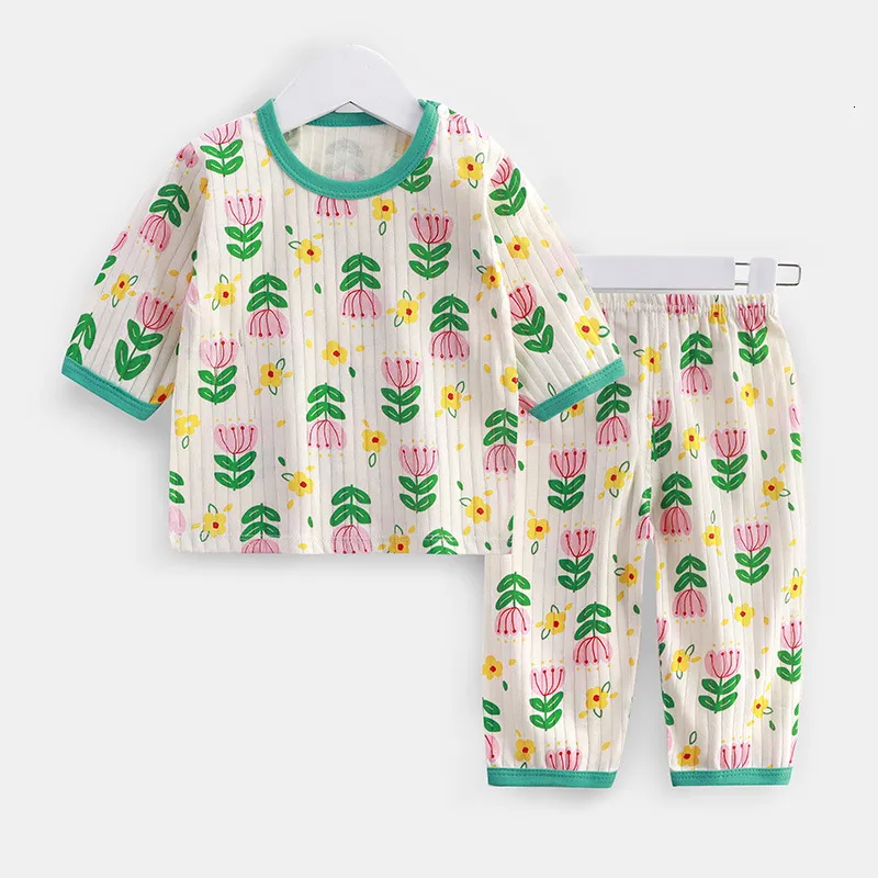 Pijama çocuk pijamaları set yaz klimalı kızlar pijama bebek iç çamaşırı çocuk pijamaları 1-10t 230331