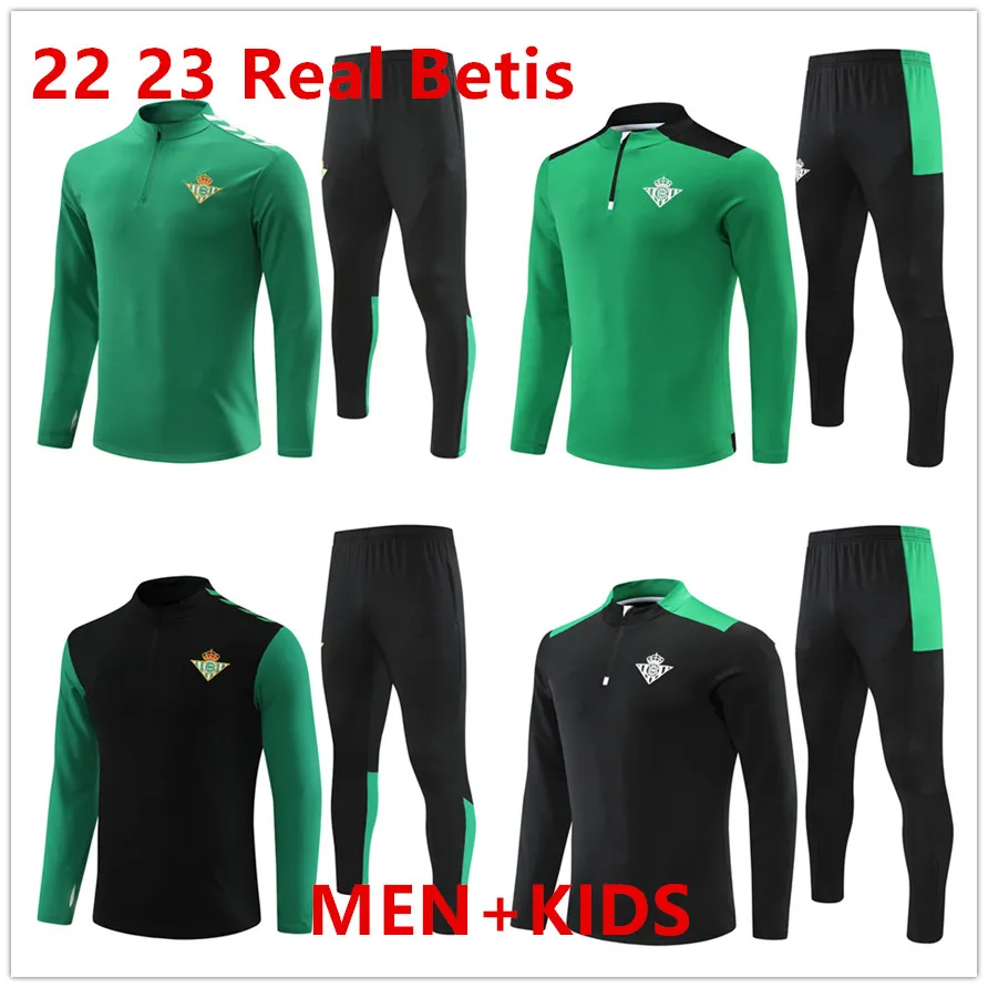 2023 New Real Betis Soccer Tracksuit Joaquin B.Iglesias Camiseta Juanmi Canales Fekir 22 23 성인 및 어린이 축구 훈련복 남자 아이 세트