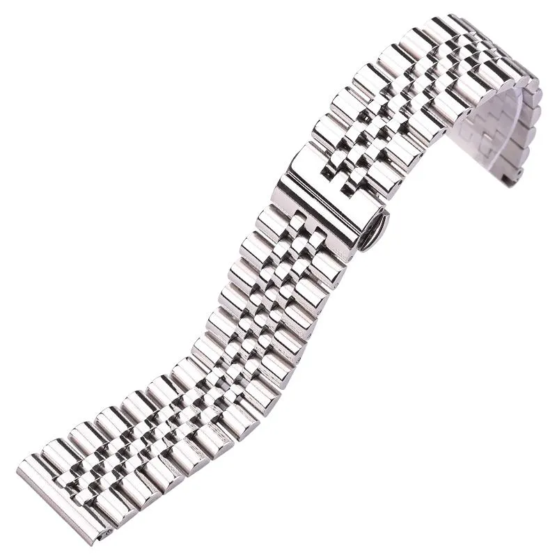 Bracelets de montre Bracelet Bracelet argent poli accessoires en acier inoxydable 16 18 19 20 21 22mm Bracelet en métal massif montre