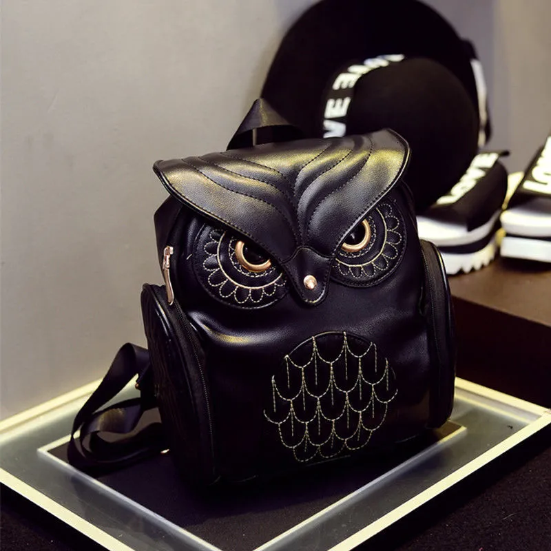 Sacs d'école femmes PU cuir hibou sac à dos mignon dessin animé décontracté voyage sac à bandoulière joli Bookbag 230331