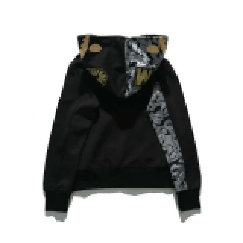 Bathing Ape T Shirt Shark Hoodies Zip Up Hoodie Cool Black
