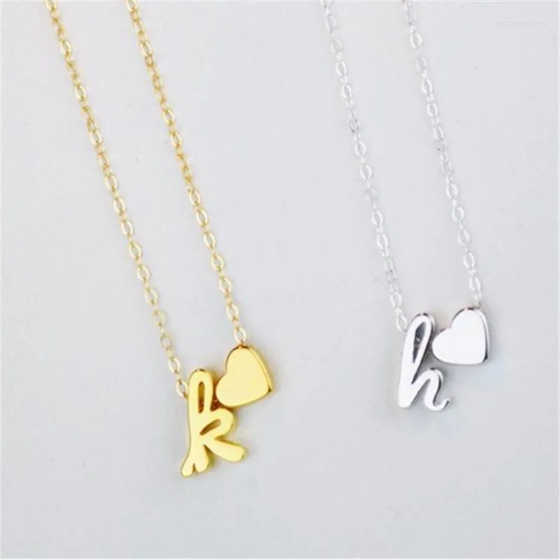 Pendant Necklaces Fashion Tiny Dainty Heart Initial Necklace Cursive Letter Name Jewelry For Accessories Girlfriend Gift