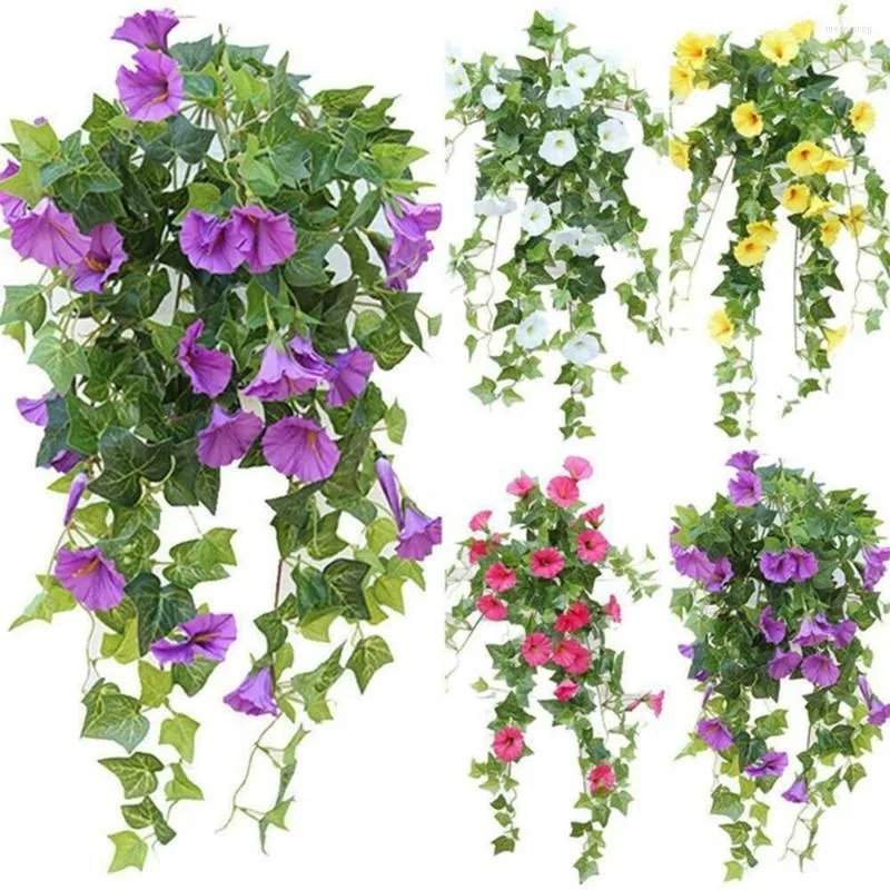 Fleurs décoratives 2023 2 pièces vignes artificielles Simulation Morning Glory suspendu fausse plante verte pour la maison jardin clôture escalier décor
