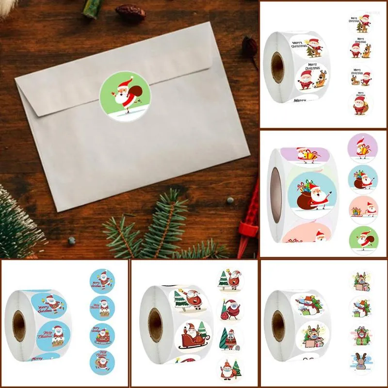 Gift Wrap 500pcs Merry Christmas Sticker Cartoon Santa Adhesive Decorative Stickers For Xmas Diy Gifts Envelop Seals Cards Packages Decor