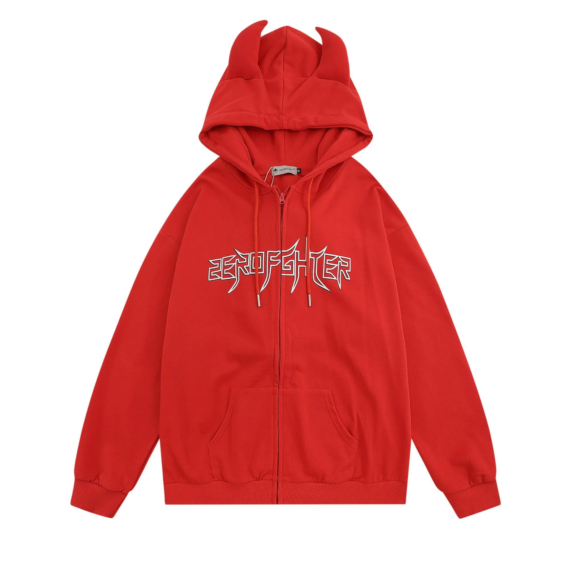 Red hoodie with devil sale horns
