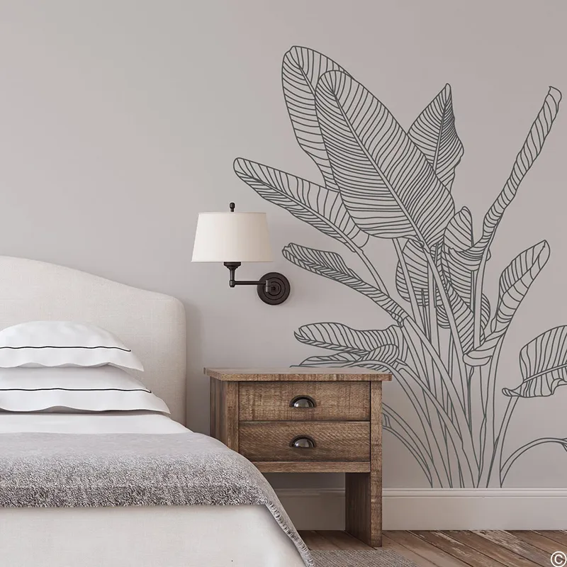 Wandaufkleber Großer Paradiesvogel Tropische Pflanze Wandtattoo Geometrische Blume Baum Wandtattoo Kinderzimmer Wohnzimmer Vinyl Dekoration 230331