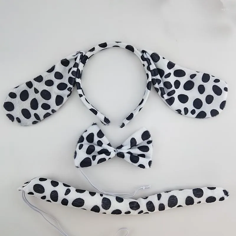 Bomboniera 10 pz Bambini Adulti Cane dalmata Animale Orecchio Fascia Farfallino Coda Cosplay Dress Up Prop Regalo Costume di Halloween