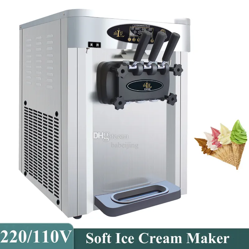 25L / H Commercial Ice Cream Making Machine Stainless Steel Three Flavors Soft Ice Cream Maker 1800W