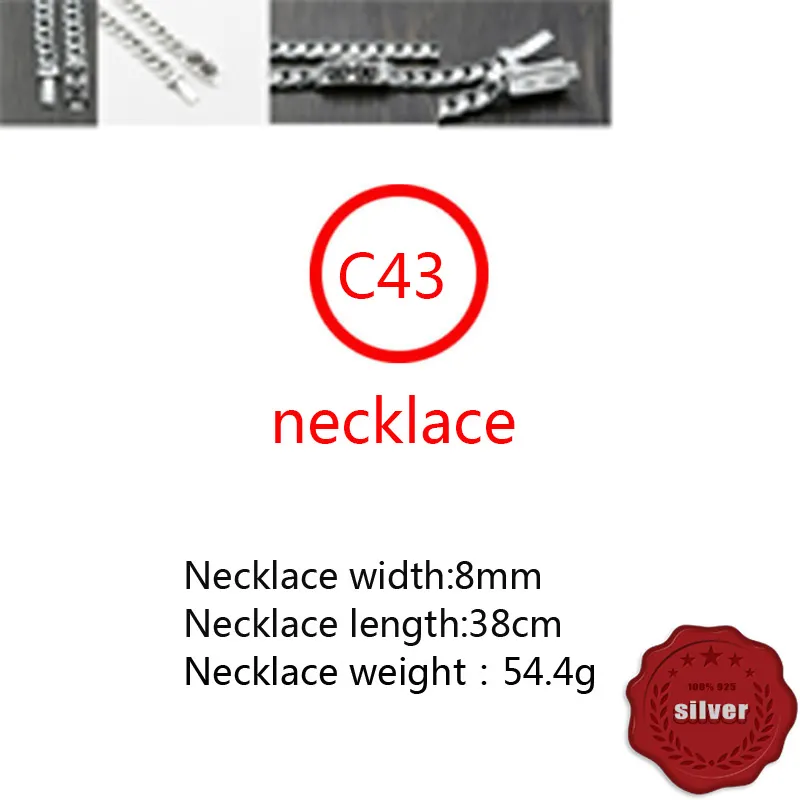 C43 S925 Collier en argent sterling Fashion Punk Punk Hip Hop Style Créatif Créative Retro Retro Bold Cross Flower Shape Gift for Lovers