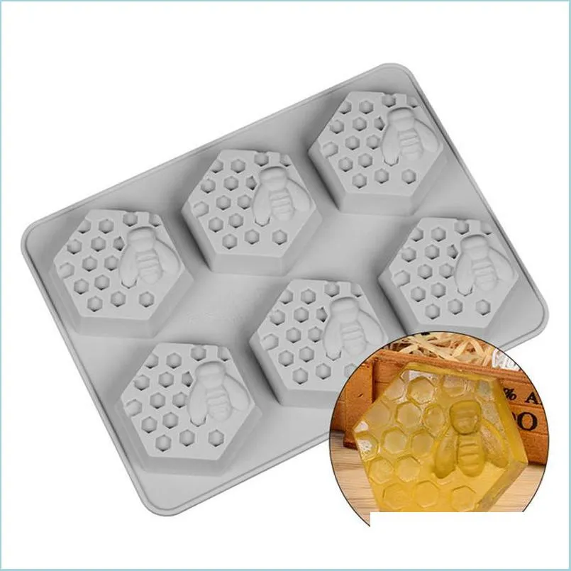 Baking Moulds Honeycomb Mold 6 Holes Honey Bee Sile Diy Handmade Cake Soap Mod Candle Candy Chocolate Mods Drop Delivery Home Garden Dhhxe