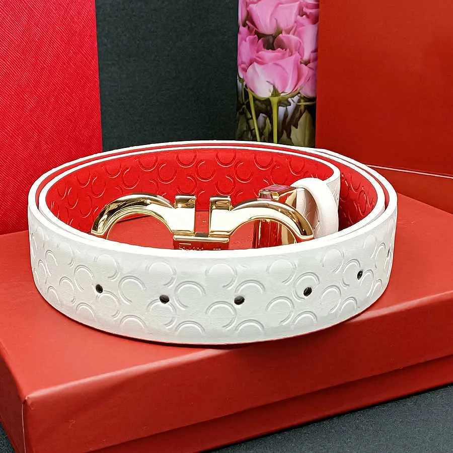 Ceinture d'impression unie pour hommes et femmes, mode rétro double face, boucle lisse réversible, ceintures décontractées de luxe de styliste en cuir de vache, largeur 3.3cm