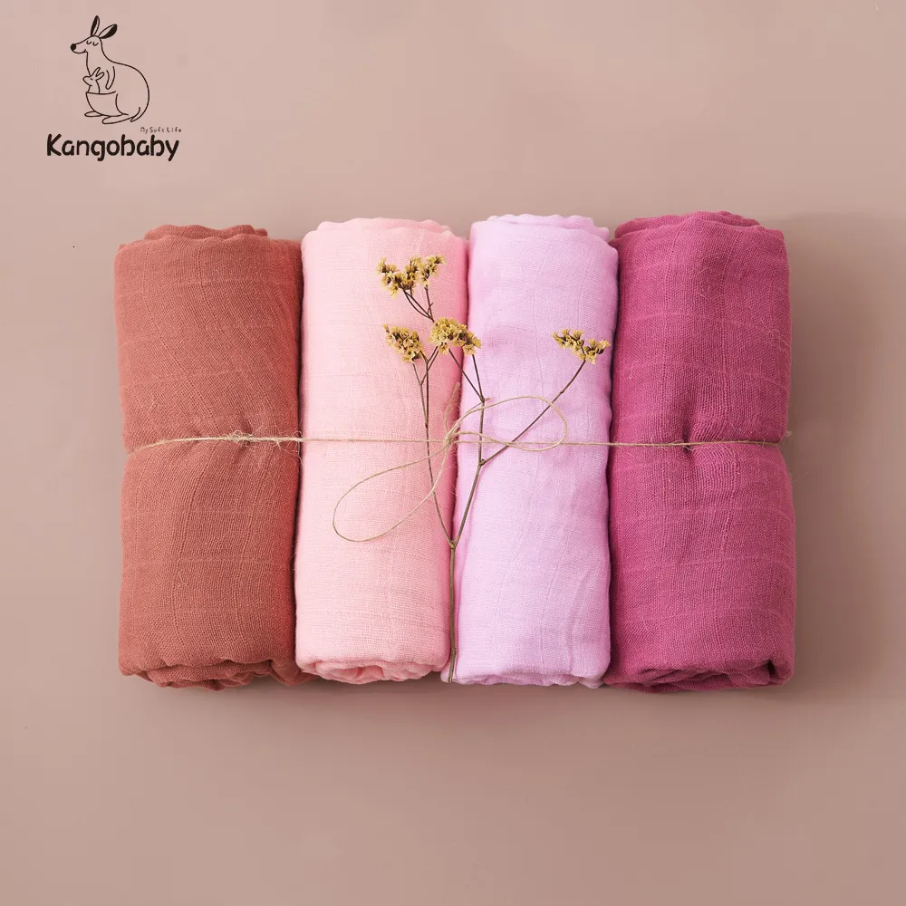 Couvertures Swaddling Kangobaby 4PCS Coffret Cadeau #My Soft Life# All Season Design Mousseline Swaddle Blanket 230331