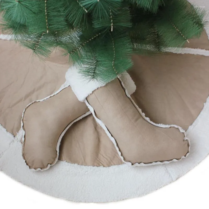 Kerstdecoraties Set van 1 pc extra grote 50 "patchwork suede polaire fleece boomrok 2 stks kousen