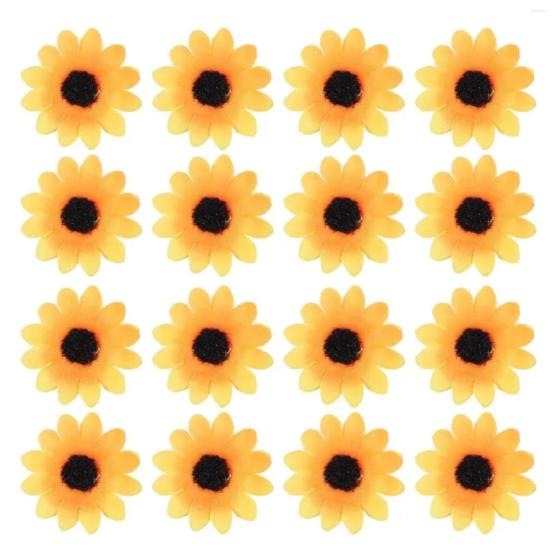 Fleurs décoratives 100 Pcs Tournesol Artificiel Petite Marguerite Gerbera Têtes De Fleurs Pour La Décoration De Fête De Mariage