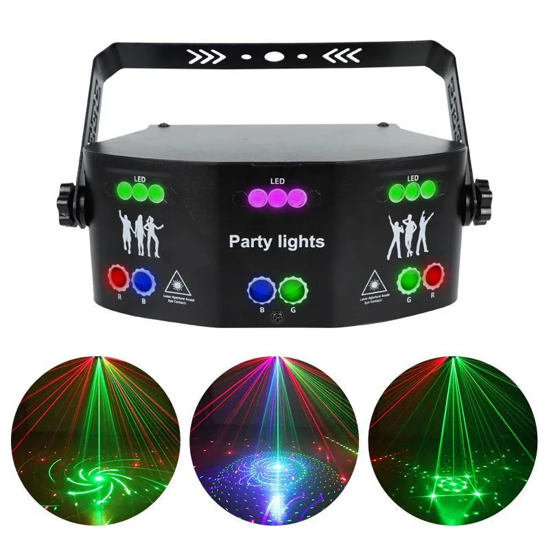 15 глаз Лазерный освещение RGB DMX512 Стальная сценическая сцена звук Activated DJ Light для диско -вечеринок Bar Party День рождения Свадебное праздничное шоу рождественское проектор