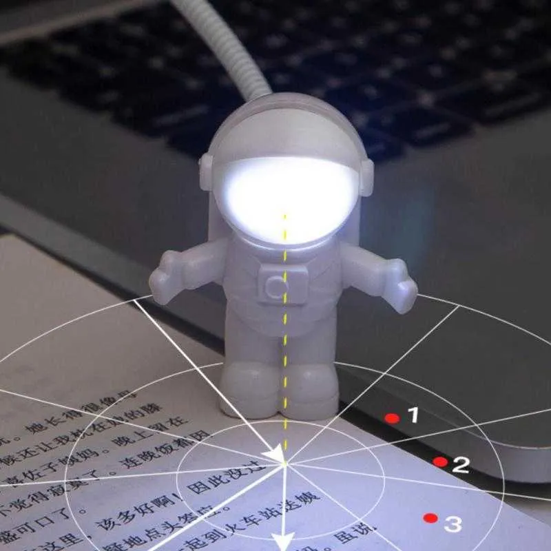 Luzes noturnas oobest engraçado astronauta USB Spaceman USB LED LUZ AJUSTÁVEL NOITE A GADGODS DE LUPTO PARA COMPUTADOR PC P230331