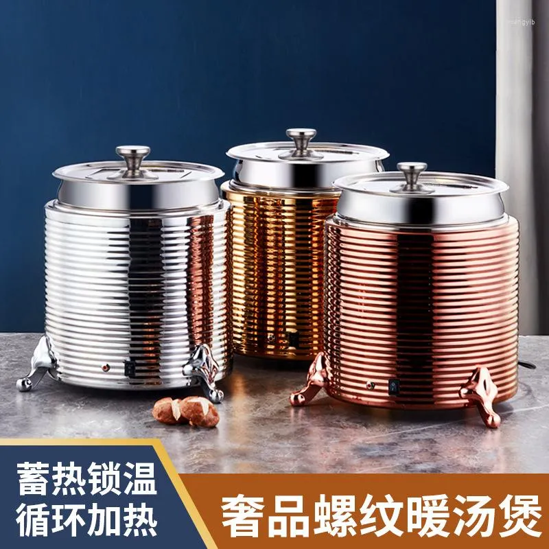 Dinnerware Sets Electronic Warm Soup Pot Thread Commercial Buffet Electric Heating Congee Bucket Insulation Pearl Stove