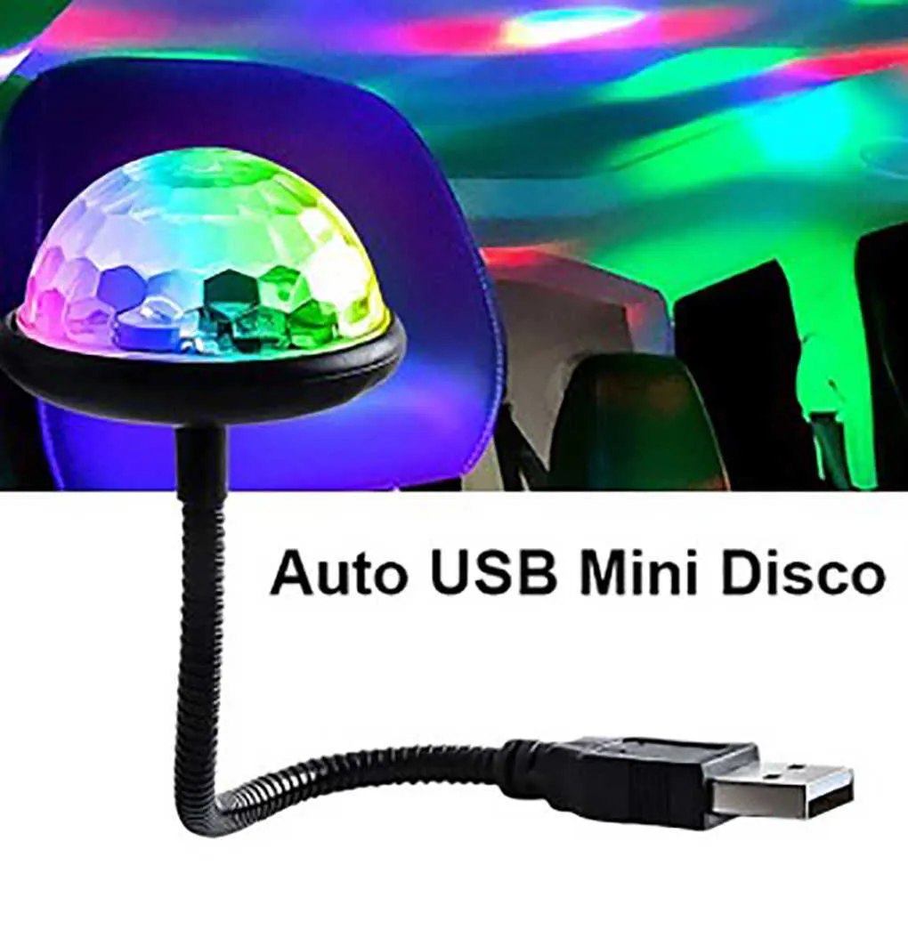 Nattljus Mini USB Colorful Ball Light Car Atmosphere Led Night Light Voice Control Disco Party Multi-Color Car Decorations Magic Strobe P230331