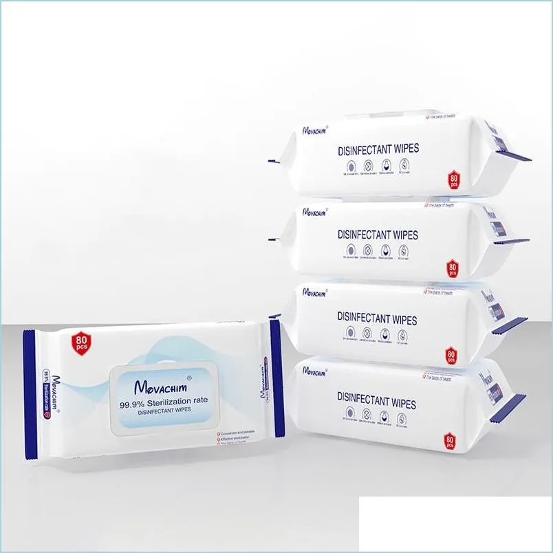 حديقة منزلية أخرى 80 pcs/pack مناديل مطهر يمكن التخلص منها في المكتب الرطب المضاد للبكتيريا المحمولة 150x200mm تطهير Dipe Drip Drop Deled Dhznj