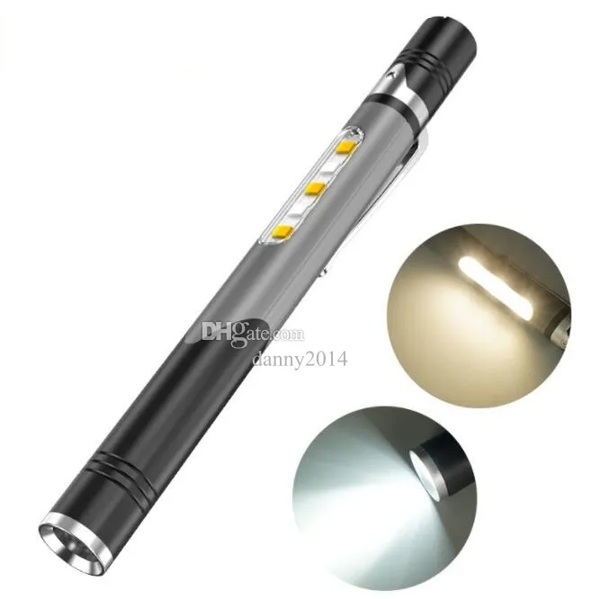 Kraftfull laddningsbar mini ficklampa LED COB PEN LIGHTS DOKTOR MEDICAL GUL INSPEKTION Ljus Pocke Repair Lamp med pennklipp