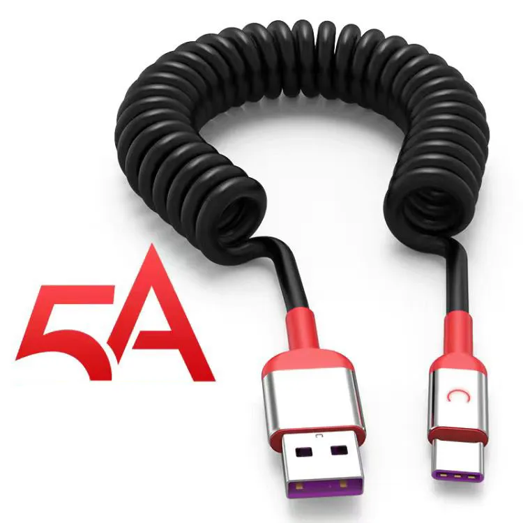 Rekbare Type-C mobiele telefoon oplaadkabels Niet-geknotted USB-C naar USB3.0 Auto Fast Charge Cable