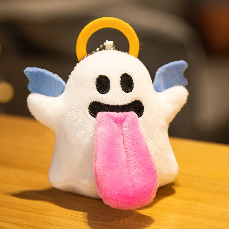GRAF Happy Ghost keychains, keychain Plush doll Cute Ghost Tongue Angel Backpack Pendant Plush Keychain Schoolbag Pendant