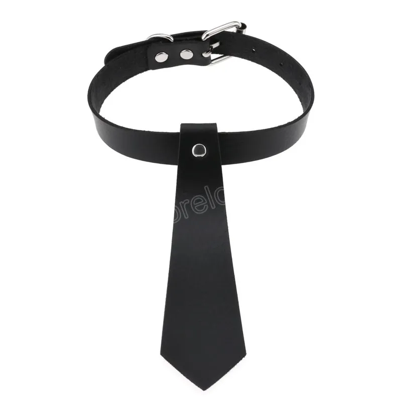 Hip Hop PU Leder Drehmomente Fliege Kragen Choker Halskette Für Frauen Männer Party Halskette Schmuck