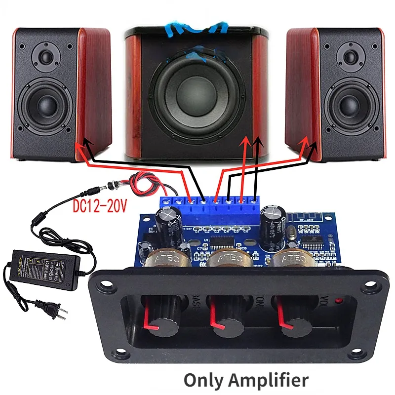 Karaok -speler Sotamia Bluetooth 50 Subwoofer versterker Audiobord 2x25W50W 21 Power Ser Sound Amplificador met paneel 230331