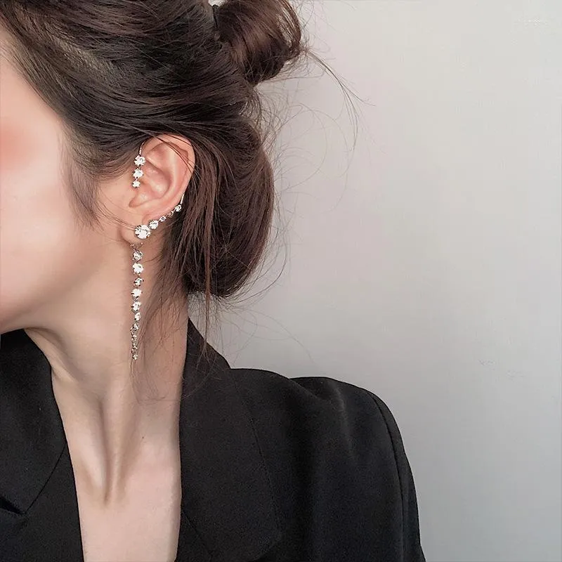 Dos Boucles D'oreilles S925 Aiguille Longue Section Strass Pour Femmes Designer Sens De Luxe Haute Qualité Bijoux Cadeau De Fête De Mariage